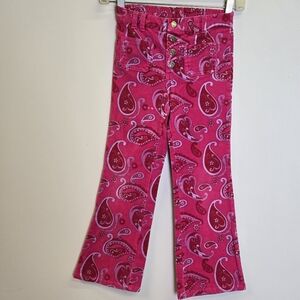 Y2K Circo Pink Paisley Velour Cord Exposed Snap Button Flared Pants Girls' 6